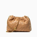 Intrecciato Woven Ruched Cloud Gold Chain Shoulder Crossbody Bag