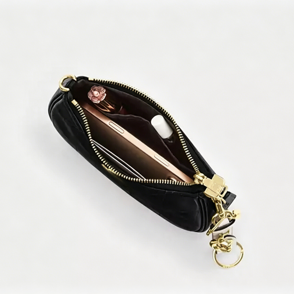 Diagonal Stitch Gold Chain Convertible Mini Hobo Shoulder Crossbody Bag