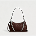 Quilted Glazed Leather Convertible Hobo Shoulder Crossbody Bag